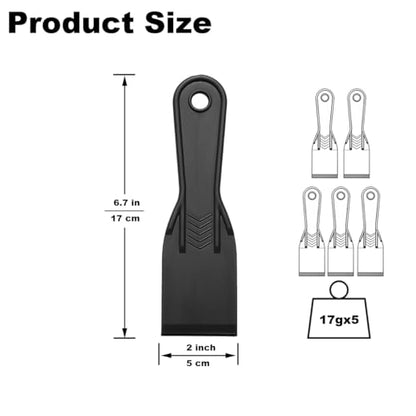 5 Pcs Plastic Putty Knife,2Inch Flexible Paint Scraper Tool for Spackling,Repairing Drywall, Removing Wallpaper, Applying Mud or Plaster