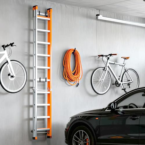 6 Pack Heavy Duty Screw-in Hooks, 75LB Capacity Black Ladder Hooks - Vinyl Coated Wall Mount Storage Hangers for Garage, Bike, Folding Chair, Hose, Cord Organization
