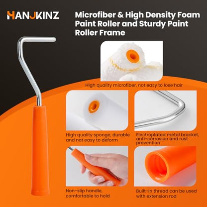 2 inch Paint Roller Kit, 20 Pack Small Paint Roller Set with High Density Foam Paint Roller and 3/8" Nap Microfiber Covers, Touch Up Mini Paint Rollers for Wall, Door, Cabinet, Craft - size: 20 pcs 2" Microfiber and Foam Roller Cover
