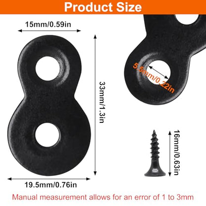 30 PCS Figure 8 Fastener with Screws, Heavy Duty Table Top Fasteners Hardware, Desk Top Fastener for Wood Chair Table Top Repair, Black - color: Black
