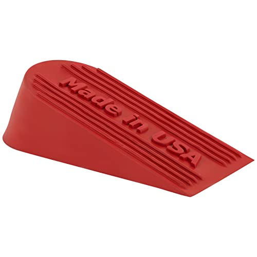 Large Rubber Door Stopper Made in USA - Door Stop Wedge for Carpet, Tile, or Concrete Floor, Door stoppers for Bottom of Door -Heavy Duty for Commercial & Home Use - 6.5 x 2.75 x 1.9 Inches - Red - color: Red