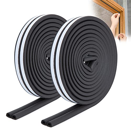 33 Feet Long Weather Stripping Seal Strip for Doors/Windows, Self-Adhesive Backing Seals Large Gap Seal Strip by YOUSHARES (33 Ft/10m, Black) - color: 10m/33ft Black
