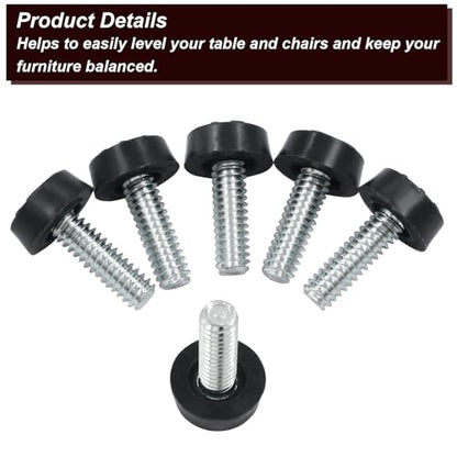 Waziaqoc 10Pcs 1/4-20 UNC Thread Adjustable Modern Furniture Levelers, Black Square Feet for Table, Chair, Cabinet, TV Stand (0.6 Inch Head Diameter)