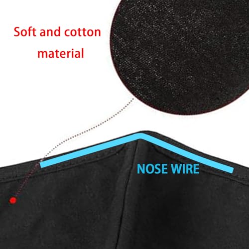 Black Cloth Face Mask 3 Pack,Washable, Reusable and Breathable Face Covering with Nose Wire and Adjustable Ear Protection Loops for Adult & Teens - style: Pack 3 With Adjustable Loops