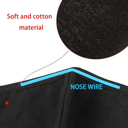 Black Cloth Face Mask 3 Pack,Washable, Reusable and Breathable Face Covering with Nose Wire and Adjustable Ear Protection Loops for Adult & Teens - style: Pack 3 With Adjustable Loops