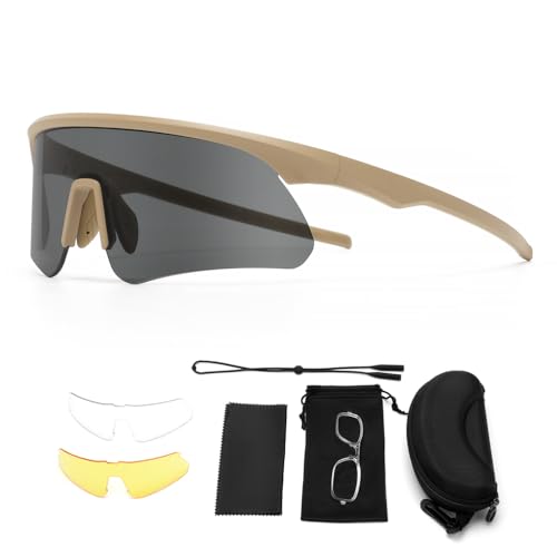 Polarized Protective safety Sunglasses UV400, Lightweight Wraparound Shooting Sports Glasses for Men Women - color: Tan Yellow