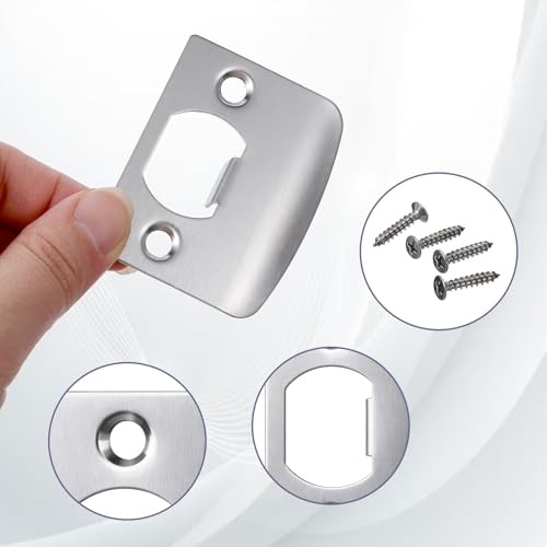 4 Pcs Door Striker Plates Door Latch Plate Stainless Steel Strike Plates for Interior Doors Frame Repair Kit Doors Latch Restorer for Home Office Frame Repair