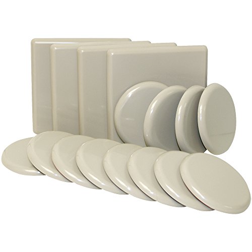 Super Sliders 4702995N Reusable Furniture Sliders for Carpet Medium & Large Mover Value Pack- 5" Square & 3-1/2" Round (16 Pieces) - color: Beige, size: 16 Pack