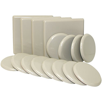 Super Sliders 4702995N Reusable Furniture Sliders for Carpet Medium & Large Mover Value Pack- 5" Square & 3-1/2" Round (16 Pieces) - color: Beige, size: 16 Pack