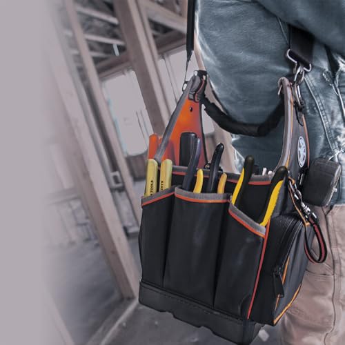 Klein Tools 554158-14 Tool Bag, Tradesman Pro Tote with 20 Pockets Made of 1680d Ballistic Weave and a Fully Molded Bottom, 8-Inch - size: 8-Inch Tote