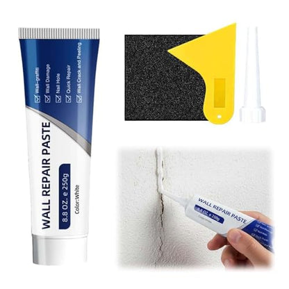 Drywall Repair Kit, White Wall Repair Paste, Multi-Functional Quick Drying Wall Mending Agent, for Cracks and Holes, with Scraper and Sandpaper