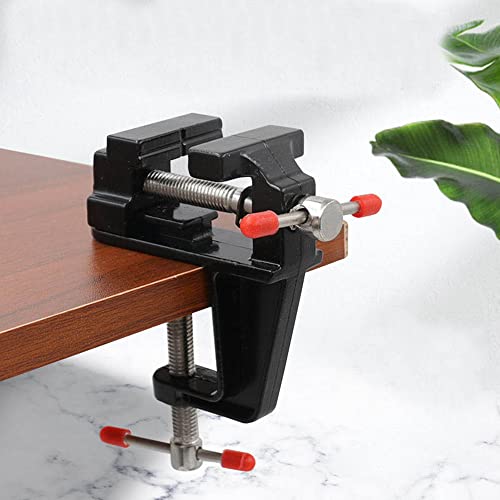Mesee Universal Mini Table Bench Vice Small Walnut Clamps Workbench Carving Drill Press Clamping Vise for Jewelry Nuclear Watch Repairing DIY Craft Sculpture Clip On Tool - Black