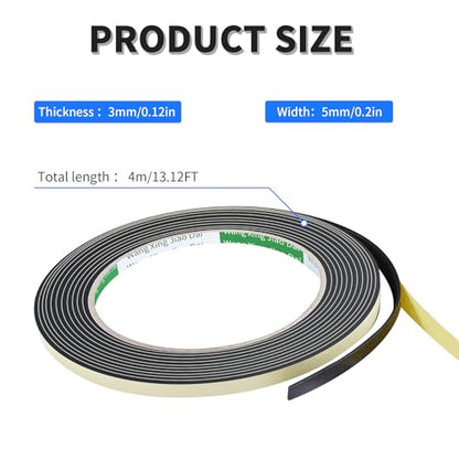1 Rolls Weather Stripping Door Seal, 4m/13.12Ft L x 5mm W x 3mm T Sealing Foam Tape for Doors Window Automobile, Shockproof Soundproof High Density Adhesive Foam Tape - size: 1pcs 3mm×5mm×13.12Ft(T×W×H)