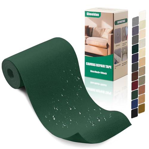 Gheeidau Canvas Repair Tape 4×70 Inch Waterproof Self-Adhesive Fabric Repair Patch for Repairing Boat Covers,Tents,Patio Umbrellas,Car Seats,Luggage,Sofas.(Dark Green) - color: Dark Green