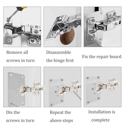 4Pcs 3.54 x 1.73 Inch Cabinet Hinge Repair Plate, Stainless Steel Hinge Fixing Plates with Mounting Screws for Cabinets, Cupboards, Lockers, and Furniture Repair(Hinge Base) - size: 4Pcs Hinge base