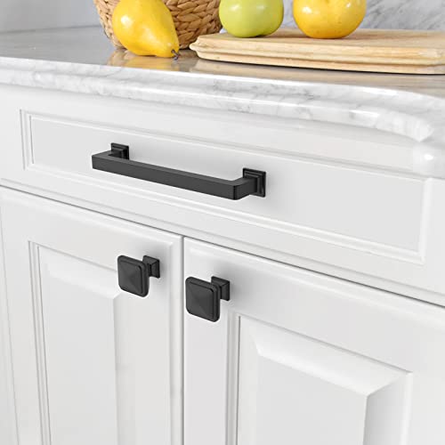 Amerdeco 10 Pack Matte Black Cabinet Pulls 5 Inch(128MM) Hole Centers Kitchen Cabinet Handles Cabinet Hardware Kitchen Handles for Cabinets Cupboard Handles Drawer Pulls ZH0019 - color: Matte Black, size: 5"/128MM Hole Center