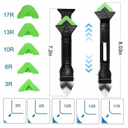 Silicone Caulking Tool,5 in1 caulk remover tool with Grout Scraper,caulking tool kit，Adhesive Residue Scraper Seam Repair Tool Kit for Kitchen Bathroom