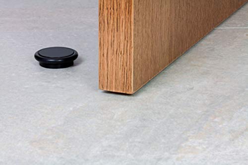 EVI Herrajes Adhesive Door Stop, Black Lacquered Stainless Steel, Modern Design, 12 x 35 mm, 1 Piece - color: Black Lacquered - Black Rubber