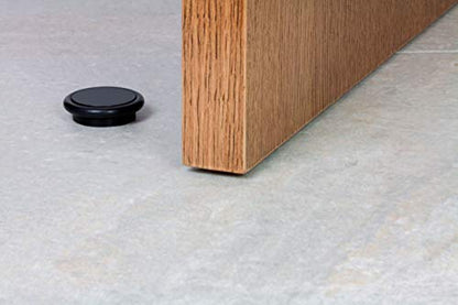 EVI Herrajes Adhesive Door Stop, Black Lacquered Stainless Steel, Modern Design, 12 x 35 mm, 1 Piece - color: Black Lacquered - Black Rubber