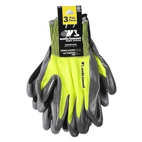 Wells Lamont 3 Pair Pack Nitrile Coated Grip Work Gloves, Large (546LF) - size: Large (Pack of 3)