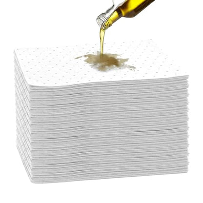 Oil Absorbent Pads Sheets 10 x 13 inch, Waterproof Anti-Slip Speedy Dry Absorbent Mat, Oil Change Pads for Under Car & Motorcycle, Liquid Spill Mat for Garage Floor Workbench & Driveway (100 PCS)