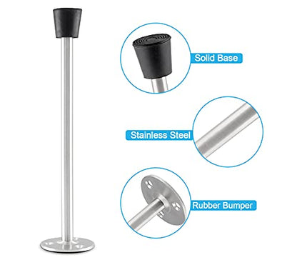 2 Pack Stainless Steel Heavy Duty Door Stop 7.87" Wall Mounted Door Stopper with Rubber Tip Design Mute for Wall and Door Protection, 7.87" / 200mm - size: 7.87"/200mm