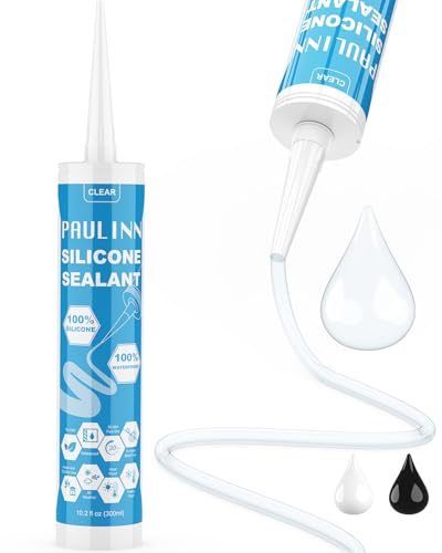 PAULINN Silicone Sealant, 100% Silicone Caulk Clear Waterproof for RV, Kitchen, Bath, General Use, Window, Door, Glass, Marine, 10.2 Oz, 1 Pack - color: Clear, size: 1 Pack