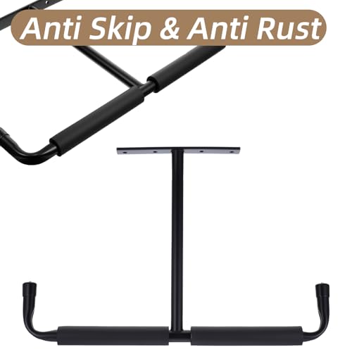 4 Pack Overhead Garage Storage Hooks, 17" Heavy Duty Ceiling Mount Hangers, Double T-Bar Metal Ladder Ceiling Racks, Hanging for Bike, Pipe Lumber, Fishing Rod, Sports Equipment