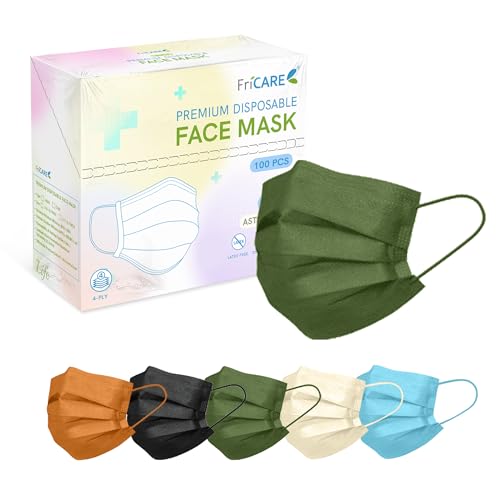 FriCARE Face Masks Disposable for Adults, 4 Ply ASTM Level 3, Individually Wrapped Mask for Allergy Protection, 100 Pack, Woodland Mystery - color: Woodland Mystery