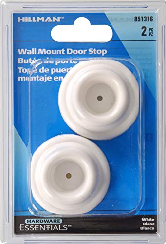 Hardware Essentials 851316 1-7/8" White Adhesive Wall Mount Door Stop (2 Pack)