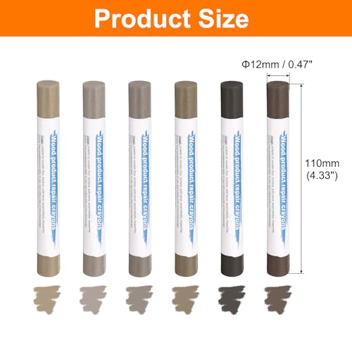 HARFINGTON Wood Filler Sticks 6 Colors Wooden Wax Touch Up Furniture Repair Crayons for Medium Brown 4-9 - color: Wood Series