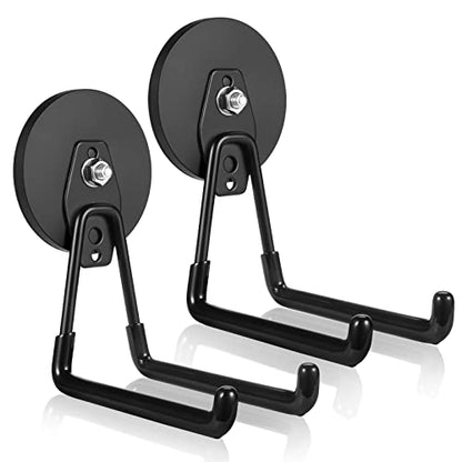 ENUODA Strong Magnetic Hooks Heavy Duty Large Magnet Garage Hooks Storage Hook Utility Magnet Tool Holder for Metal Cabinet, Pegboard, Shelve, Tool Chest, Shovel, Broom, Garden Tools, 2PCS - color: Black