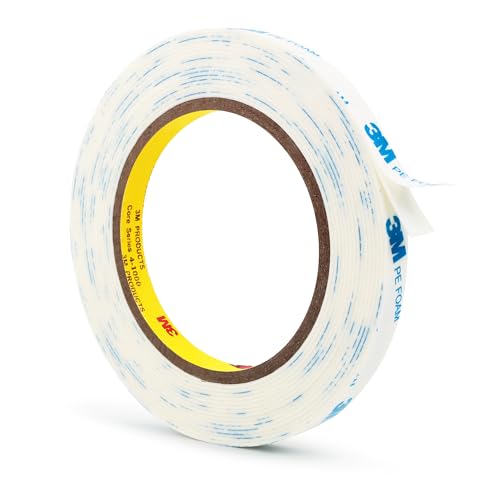 3M 1600T Double Sided Tape, PE Foam Tape 0.5" x 18 Ft White Removable Strong Adhesive No Residue for RV Picture Hanging, Posters Frames Wall Decor Indoor & Outdoor Use - size: 0.5" x 18Ft