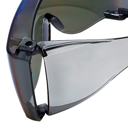 Calabria 3000 Fitover Safety Glasses with Uni-Lens – [Green Mirror] Wrap Around Eye Protection | Anti-Fog Scratch Resistant | Protective Eyewear - color: Green Mirror