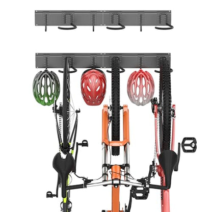 Ultrawall Bike Storage Rack, Wall Mount Bicycle Rack Vertical Bike Hanger for Garage, Home, 3 Bike Racks & 3 Helmet Hooks - size: 34in for 3 Bikes & 3 Helmets
