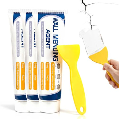 2026 New Drywall Patch Repair Kit, Wall Repair Paste with Scraper, Multi-Functional Wall Hole Filler for Fixing Nail Holes, Cracks, Dents, Ideal for Drywall, Walls (3PCS) - color: 3PCS