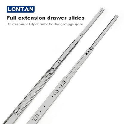 LONTAN Full Extension Ball Bearing Drawer Slides 8 10 12 14 16 18 20 22 24 Inch Heavy Duty Side Mount File Cabinet Rails Dresser Runner Kitchen Drawer Glides 100 LB Capacity (12 inch,10 Pairs) - color: Silver, size: 12 Inch - Drawer Slide