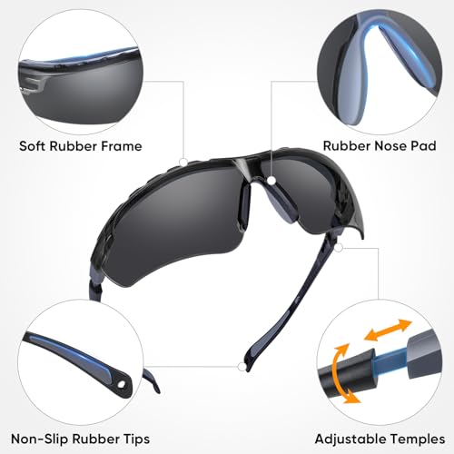TICONN Anti-Fog Safety Glasses for Men and Women, ANSI Z87.1 Scratch Proof Eye Goggles with Adjustable Arms and UV Protection - style: 3 Pack/Gray