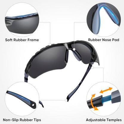 TICONN Anti-Fog Safety Glasses for Men and Women, ANSI Z87.1 Scratch Proof Eye Goggles with Adjustable Arms and UV Protection - style: 3 Pack/Gray