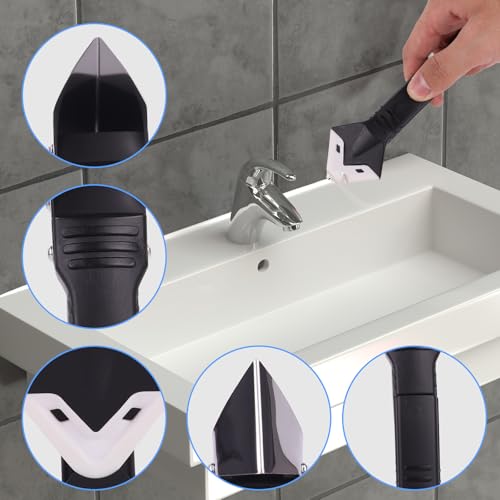 Professional 3-in-1 Silicone Caulking Tool Set, Sealant Finishing Tools with Replaceable Scraper Heads, Multiple Angle Grout Remover for Bathroom Kitchen Window Sink Joints