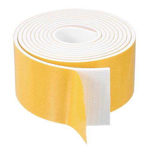uxcell 1 Roll Foam Weather Stripping, 2" Wide X 1/8" Thick X 6.56 Ft Door Seal Strip Adhesive Foam Tape White Insulation Strip for Door Window - size: 2"x 1/8"x 6.56 Ft