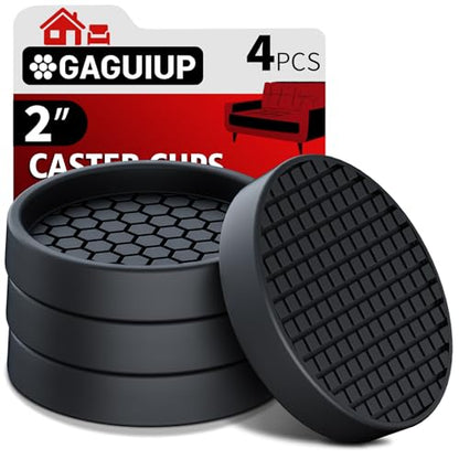 Non Slip Furniture Pads - 2" Anti Skid Caster Cups, 4PCS Round Black Silicone Furniture Coasters for Hardwood Floors, Anti Slide Furniture Cup Bed Couch Floor Protectors - size: 2" 4pcs Black