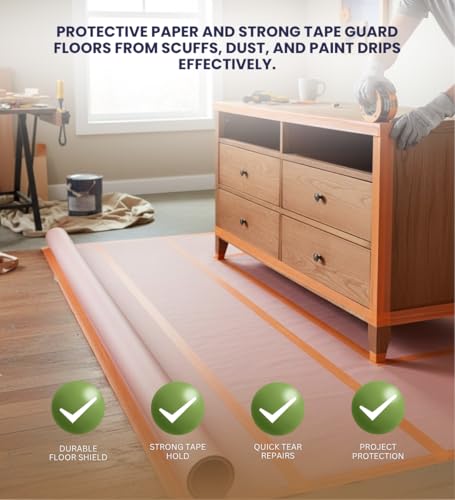 Trimaco Rosin Floor Protection Paper (36 in.) Bundle with Masking Tape for Protecting Floors During Painting and Renovation Projects — Gift Set (2 Items)