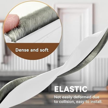 39 Inch Door Draft Stopper with Brush - Heavy Duty Weather Stripping Seal for Bottom of Door, Interior & Exterior Use, Noise & Soundproof Barrier, Gap Guard for Doors & Windows(White, 39")