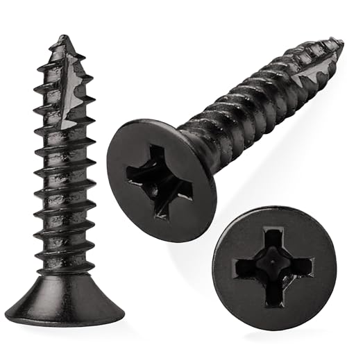 Cauldham Oil Rubbed Bronze Wood Screws #9 x 1 Inch for Door Hinges - 25 Pack - color: Oil Rubbed Bronze
