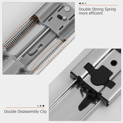 LONTAN 10 Pairs 14 Inch Soft Close Drawer Slides Heavy Duty Ball Bearing Dresser Drawer Glides 12.4" Extension Cabinet Rails 100 LB Capacity - color: Silver-Soft Close, size: 14 Inch - Drawer Slide