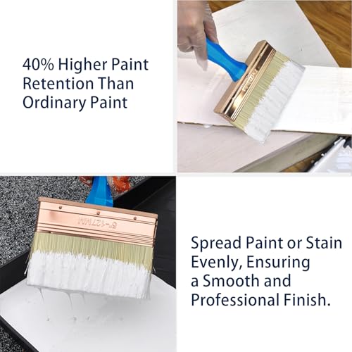 Deck Stain Brush, 6 Inch Deck Paint Brush with Threaded Handle for Extension Pole, Wide Large Brushes for Staining Wood, Fence, Walls, Lime Wash Paint Brush - color: 6 Inch