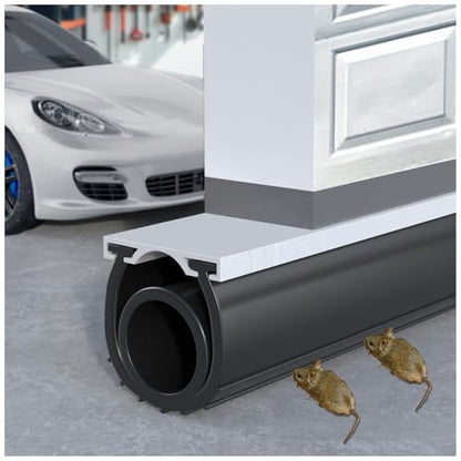 Premium Garage Door Bottom Seal - 8ft Weatherproof EPDM Rubber, Easy Install, Blocks Drafts/Rain/Rodents, Noise-Reducing & Energy Saving - color: with Track, size: 8 Ft