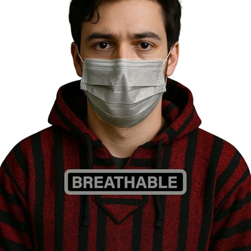 150PCS Gray Disposable Face Masks, Non-medical, 3 Layer Protection Face Masks for Adult, Teenager, Seniors Bag 150pcs (Gray)