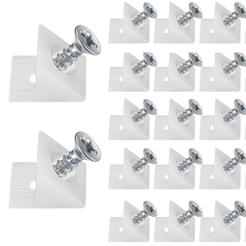 50 Pack Drawer Wedges with Screws - Furniture Chest Drawer Bottom Repair Fixing Mending Wedges 90 Degree Drawer Plastic Angle Code Bracket Fastener (50)